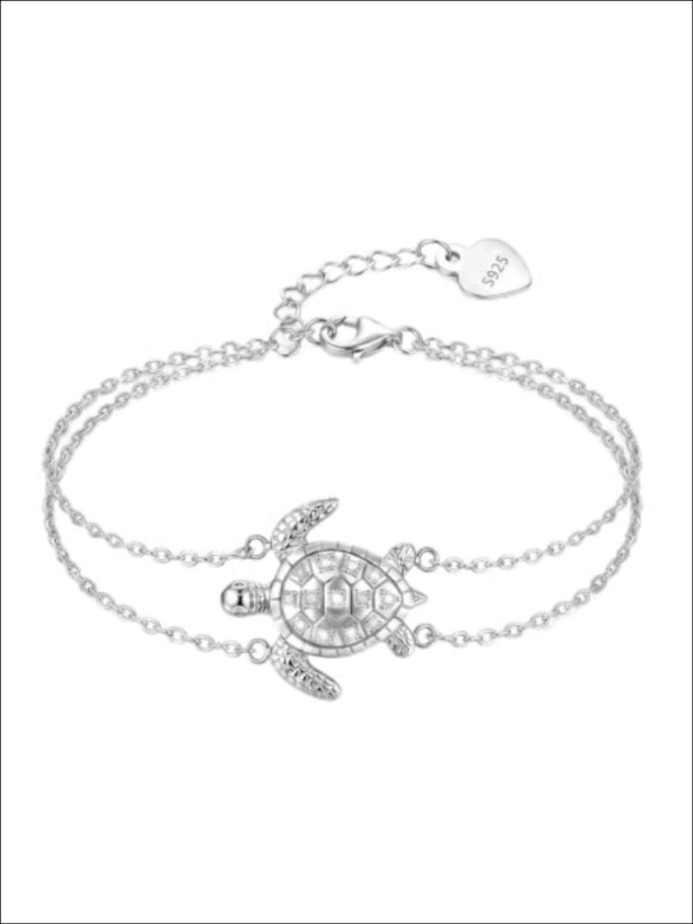 S925 Sterling Silver Sea Turtle Anklet Lab Grown Diamond Beach Jewelry